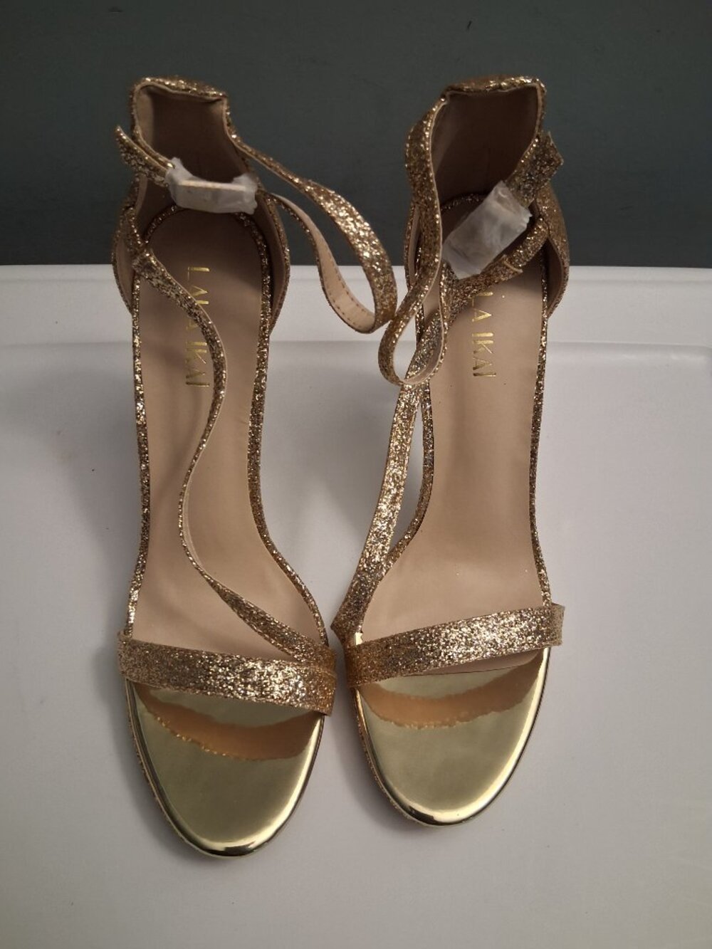 Gold Glitter Stiletto Sandals